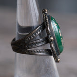 Vintage Sterling Turquoise Stamped Band Ring 5.25