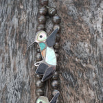 Vintage Sterling Zuni Hummingbird Squash Blossom Necklace 28"