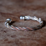 Vintage Sterling Silver Thick Braided Cuff Bracelet 7"