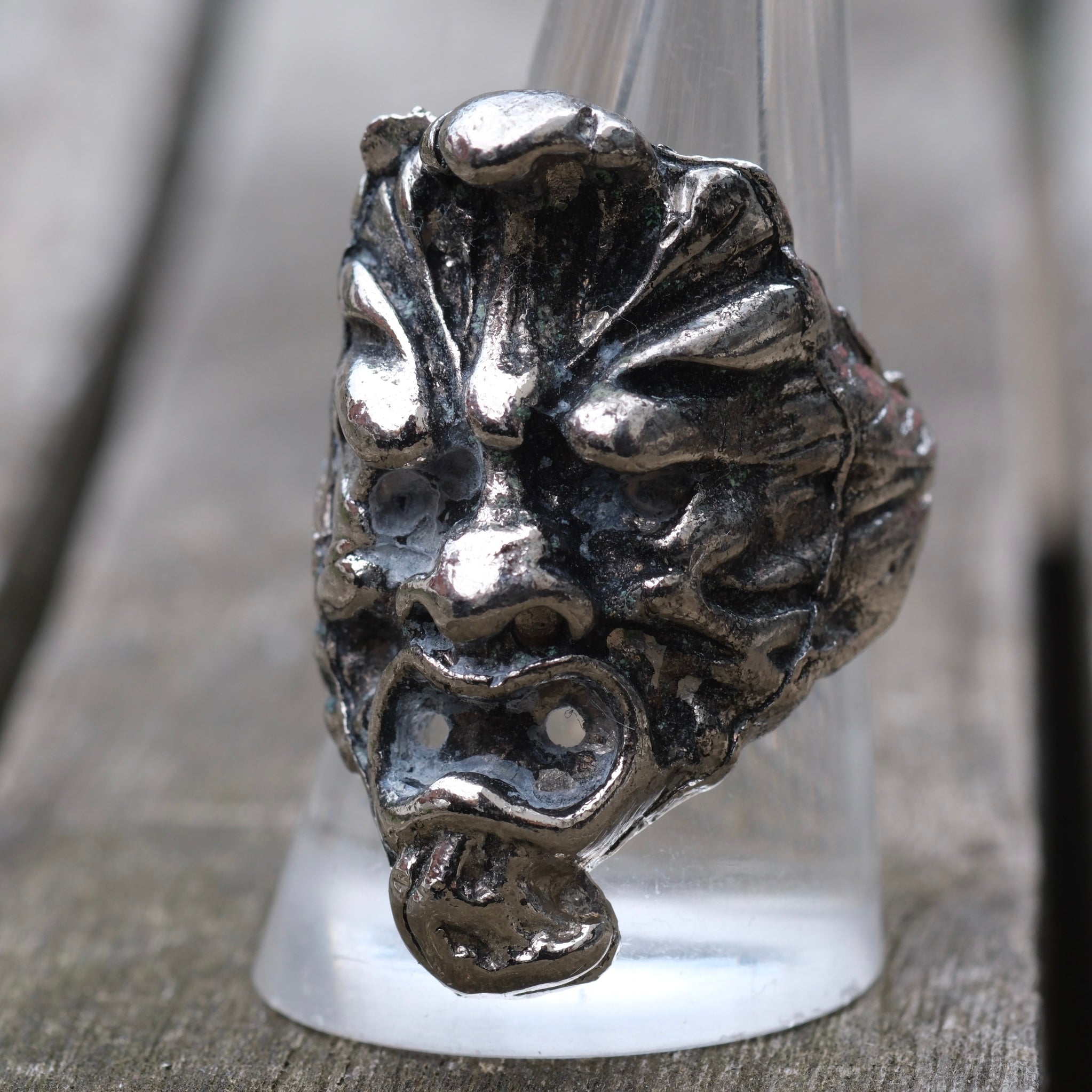 Vintage White Bronze Biker Ring 9