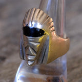 Vintage Sterling Onyx Pharaoh Ring 9.5