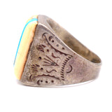 Vintage Sterling Turquoise and Mother Of Pearl Inlay Ring 10