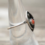 Vintage Sterling Coral Feather Ring 6.75