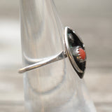 Vintage Sterling Coral Feather Ring 6.75
