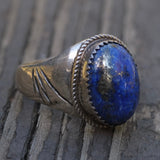 Vintage Sterling Lapis Cabochon Ring 13.75