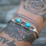 Vintage Sterling Turquoise Sandcast Cuff