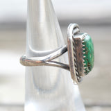 Vintage Sterling Turquoise Roper Ring 4.5