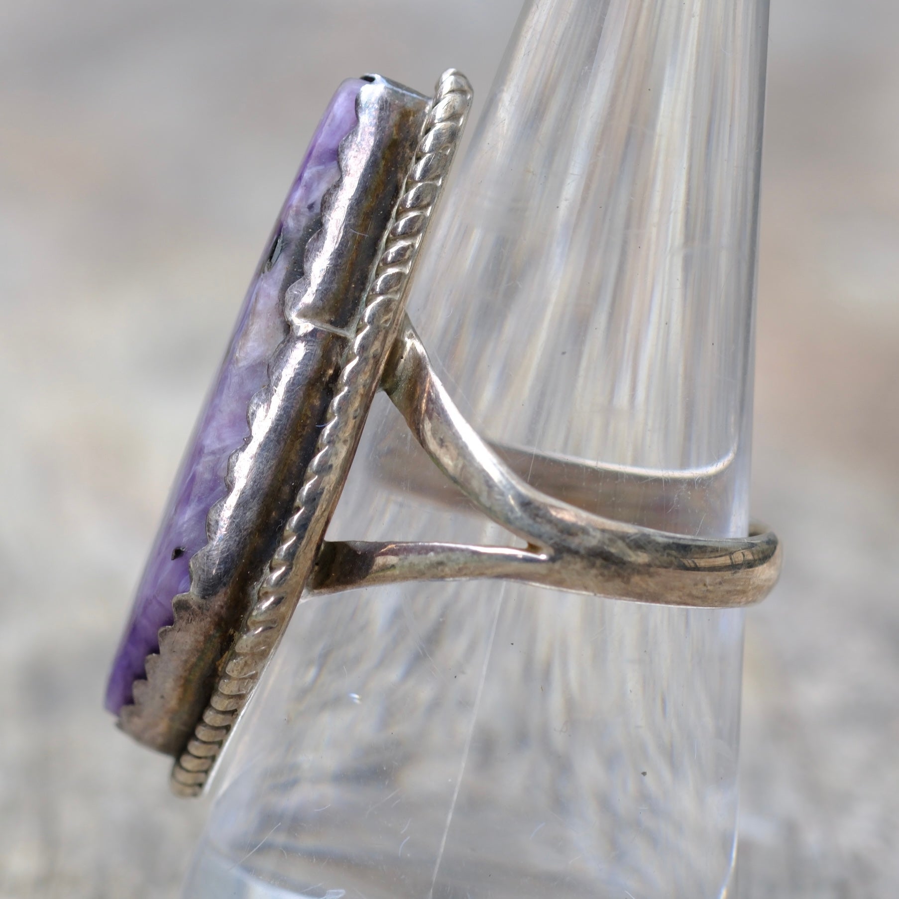 Vintage Sterling Charoite Roper Ring 8