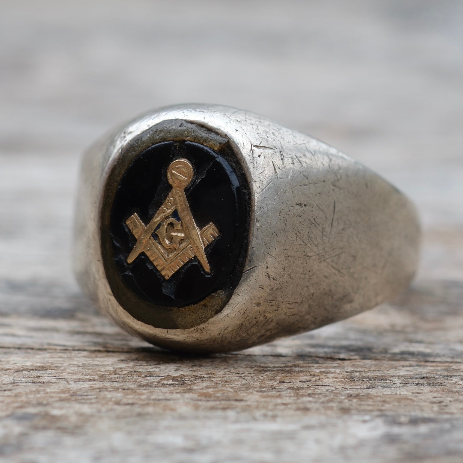 Vintage Sterling Freemasons Signet Ring 12.25