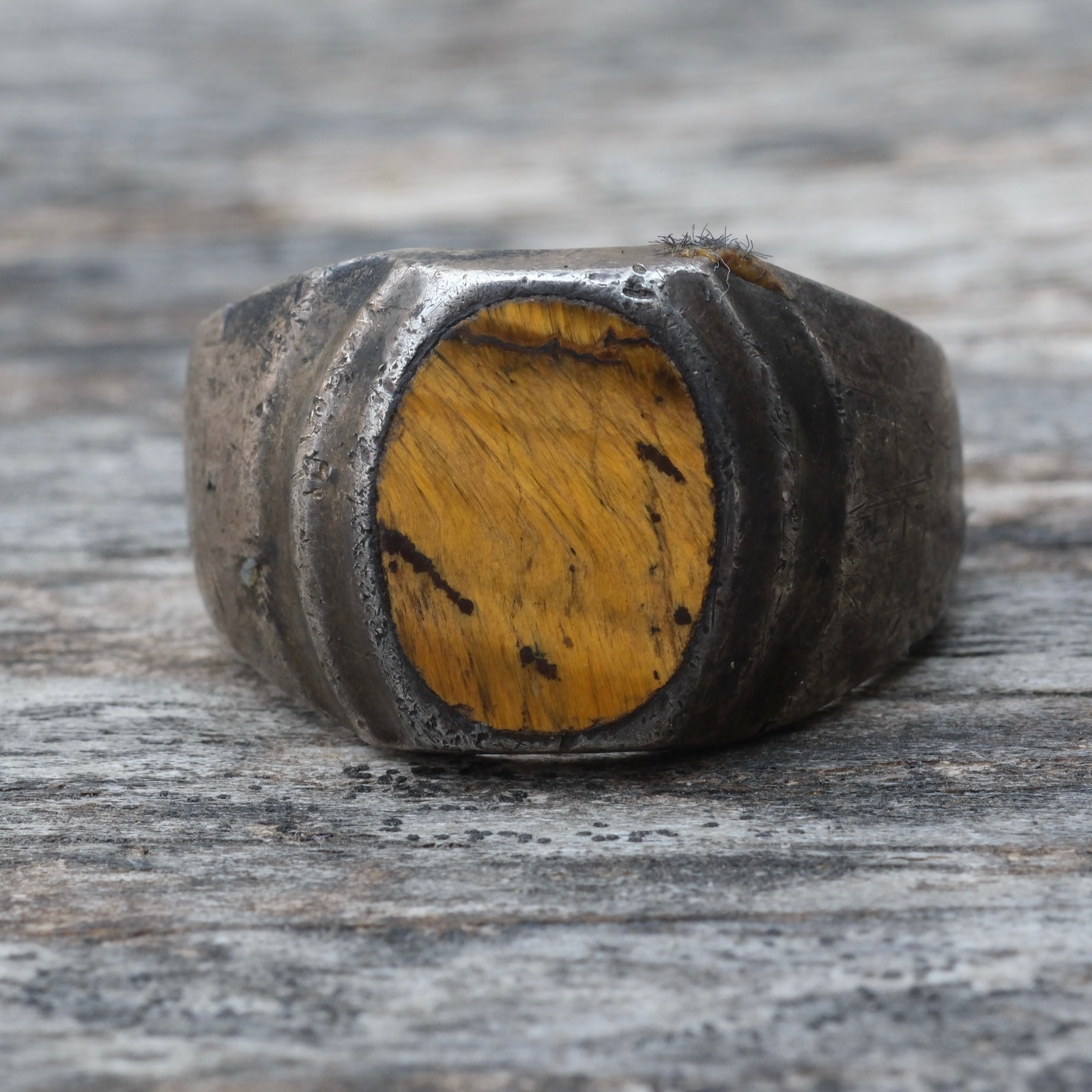 Vintage Sterling Tigers Eye Signet Ring 9.75