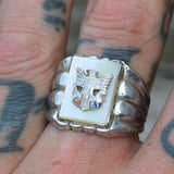 Vintage Sterling FOE Mother Of Pearl Ring 9