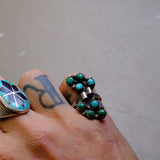 Vintage Sterling Turquoise Cluster Ring 6.75