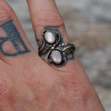 Vintage Sterling Mother Of Pearl Overpass Ring 5.25