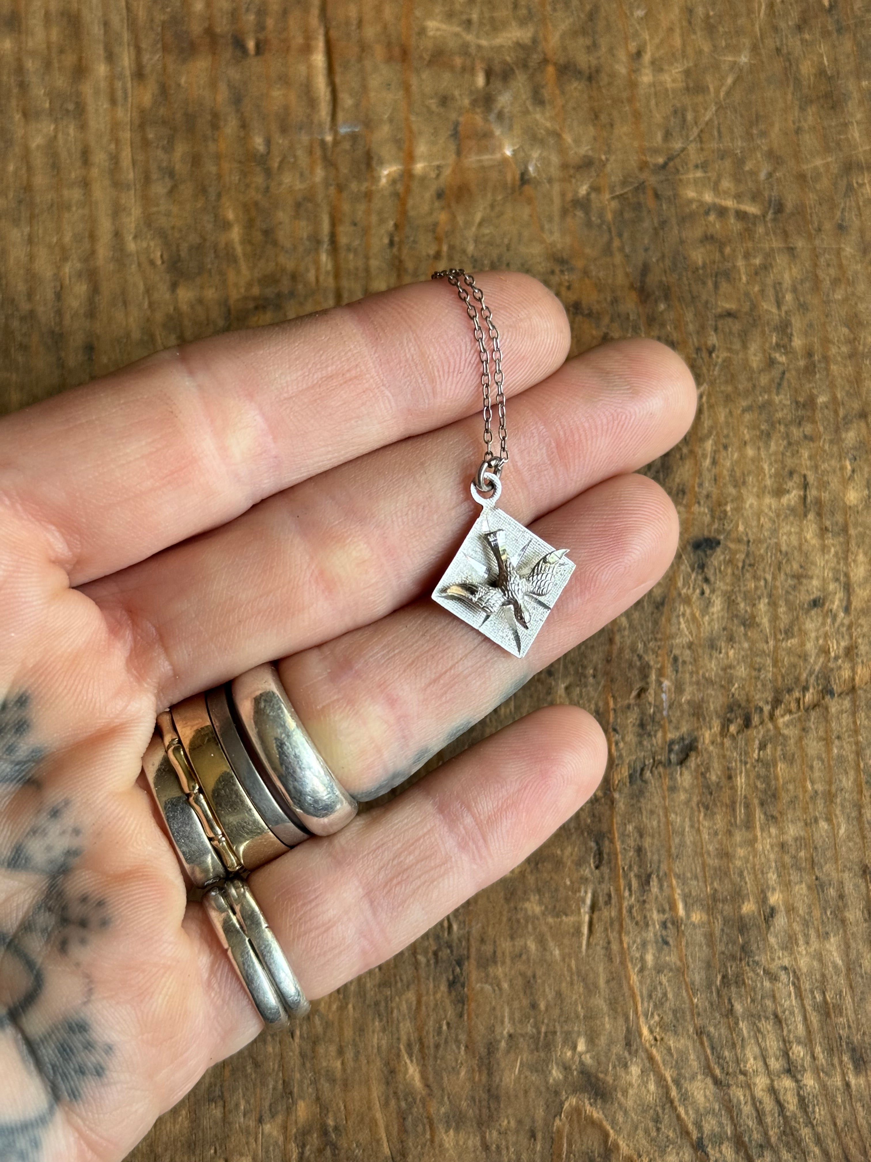 Vintage Sterling Silver Peace Dove Necklace