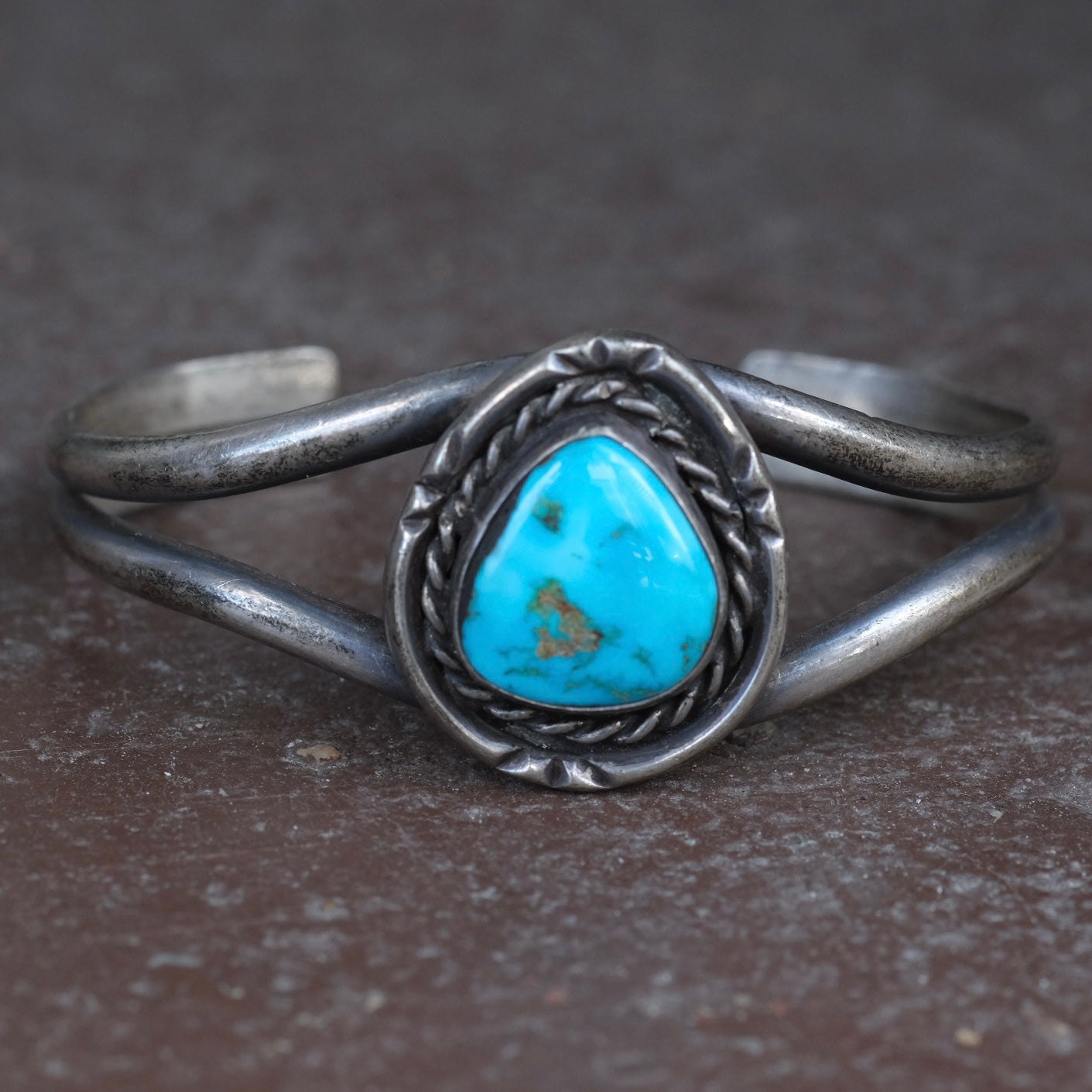 Vintage Sterling Turquoise Roper Cuff