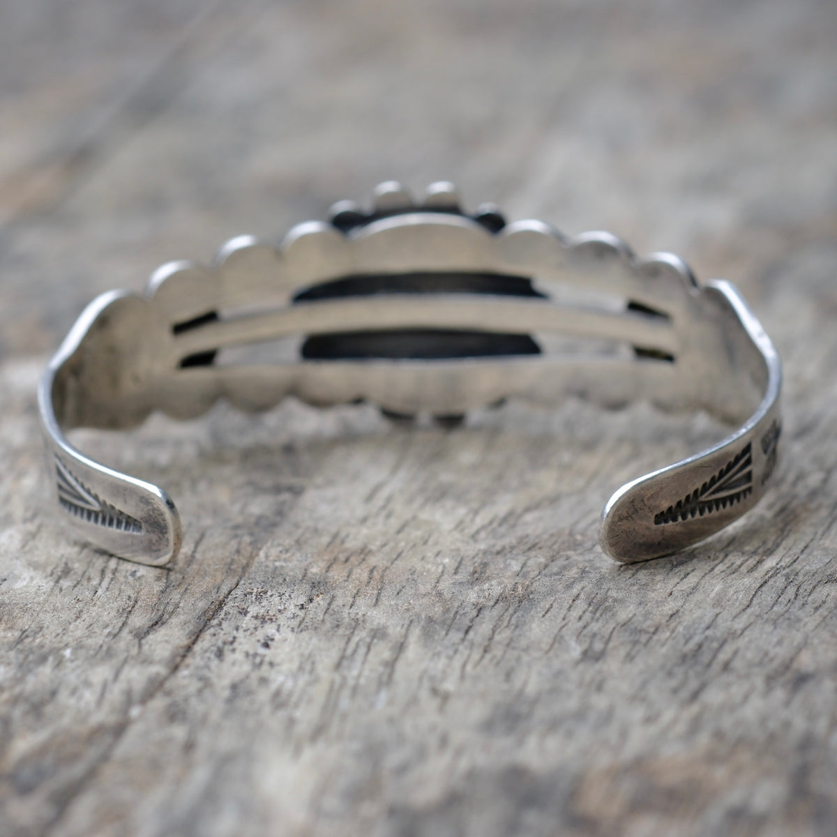 Vintage Sterling Silver Stamped and Domed Cuff Bracelet