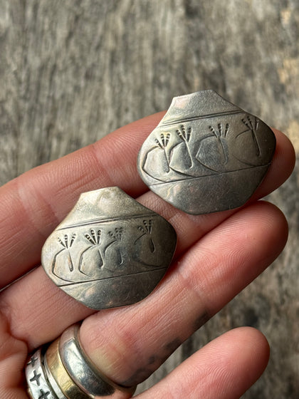 Vintage Sterling Silver Stamped Vase Earrings