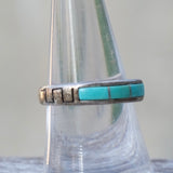 Vintage Sterling Turquoise Inlay Band Ring 8