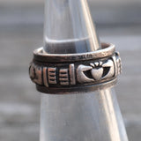 Vintage Sterling Claddagh Spinner Ring 4.25