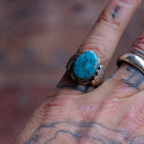 Vintage Sterling Turquoise Stamped Band Ring 7.5