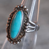 Vintage Sterling Turquoise Trading Post Ring 6.5