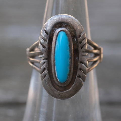 Vintage Sterling Turquoise Ring 5.75
