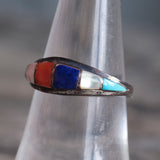 Vintage Sterling Multistone Inlay Band 7