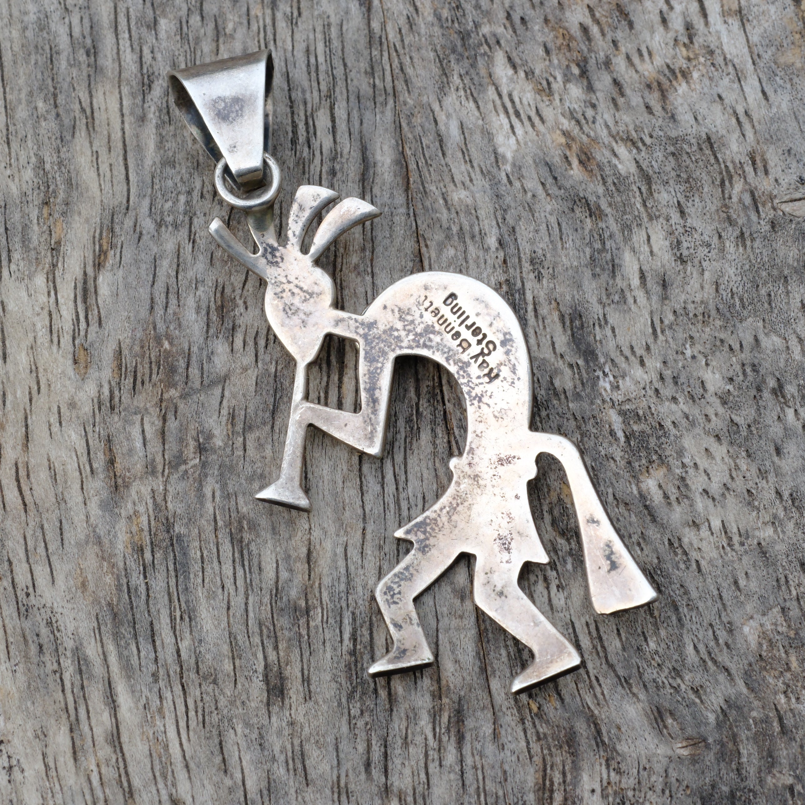 Vintage Sterling Turquoise Kokopelli Pendant