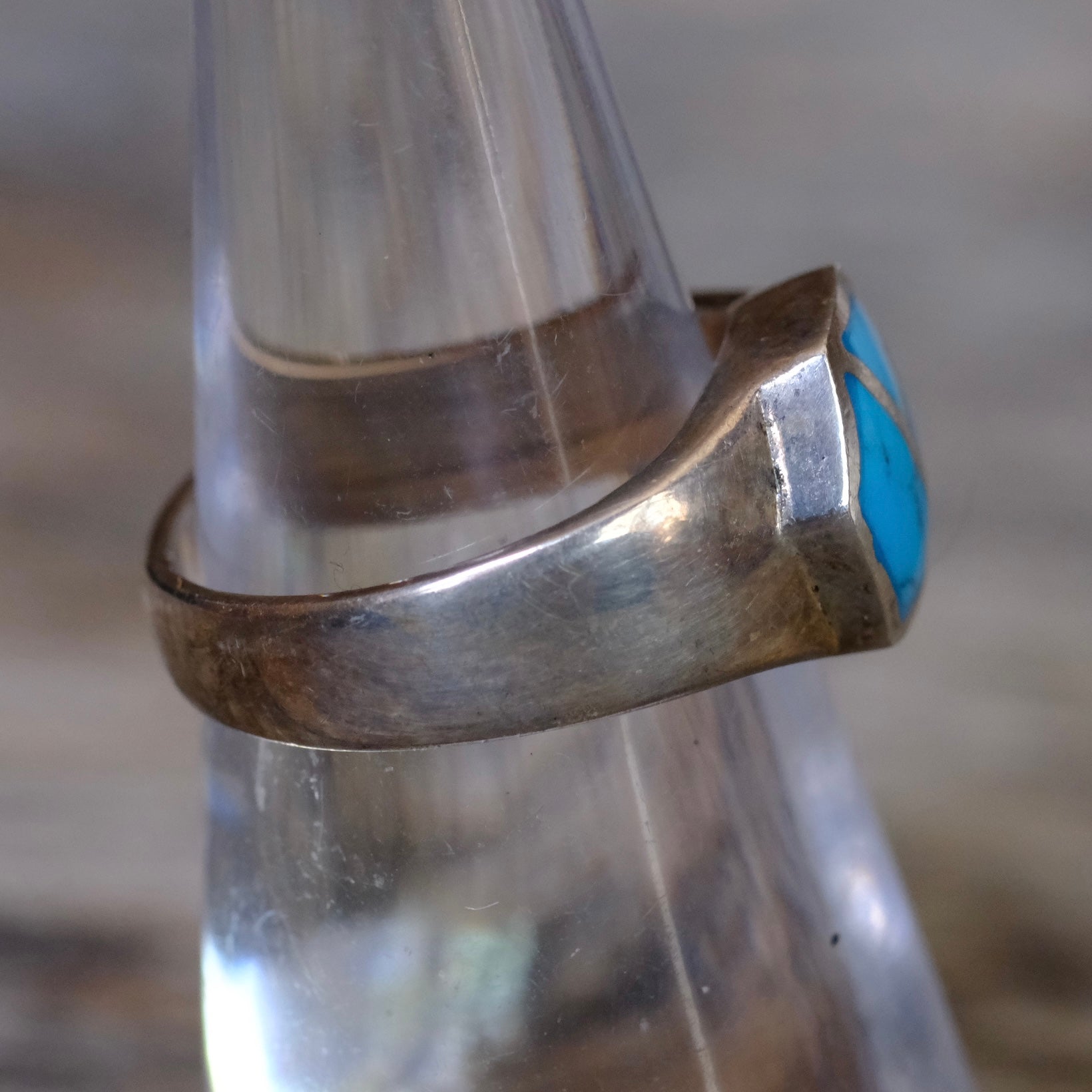 Vintage Sterling Turquoise Inlay Ring 6