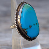 Vintage Sterling Turquoise Roper Ring 7.25