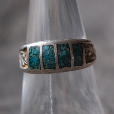 Vintage Sterling Turquoise Inlay Band 7