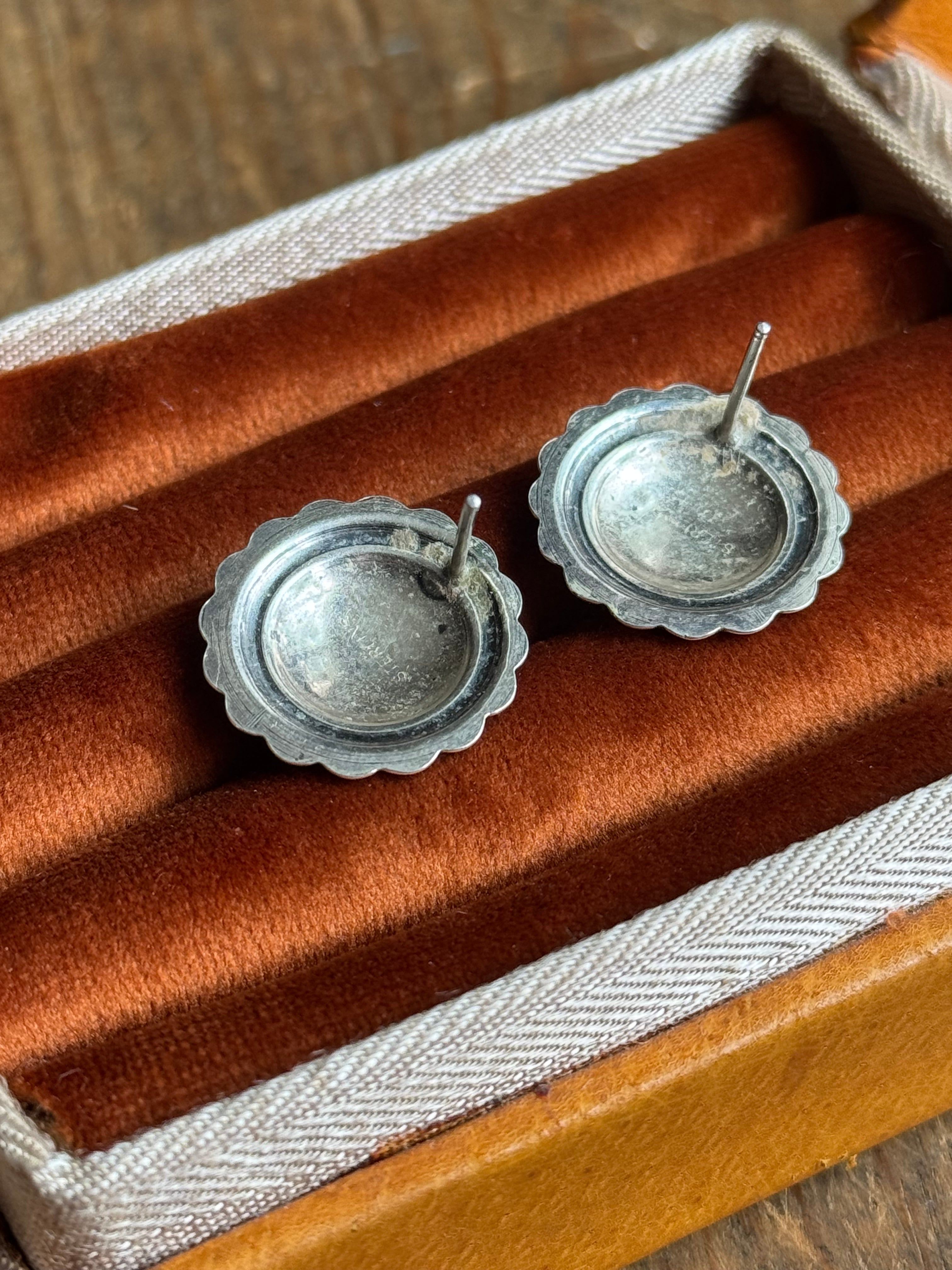 Vintage Sterling Silver Concho Earrings