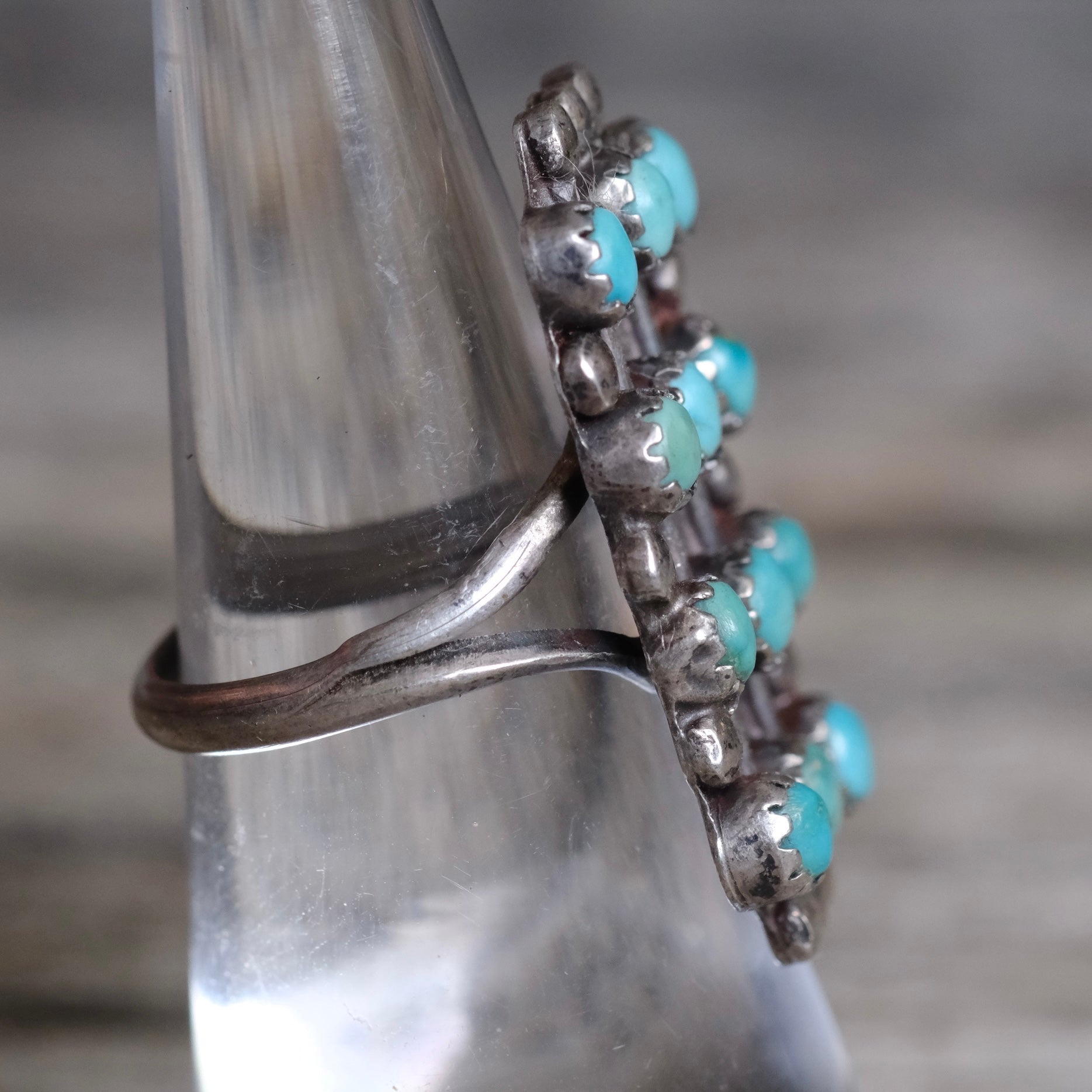 Vintage Sterling 12-Stone Turquoise Ring 6