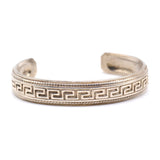 Vintage Sterling Silver Southwestern Patterned Cuff Bracelet 6.75"