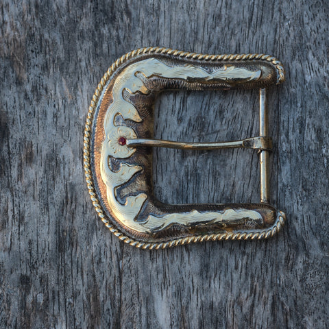Vintage MF Western Products Filigree Belt Buckle 1.5"