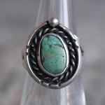 Vintage Sterling Turquoise Roper Ring 5.5