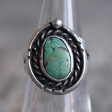 Vintage Sterling Turquoise Roper Ring 5.5
