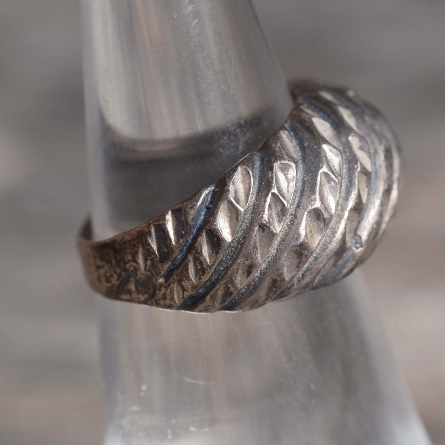 Vintage Sterling Silver Modernist Ring 4.75