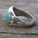 Vintage Sterling Turquoise Stamped Arrows Ring 10.5