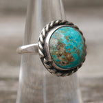Vintage Sterling Turquoise Roper Ring 6.5
