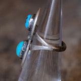 Vintage Sterling Double Turquoise Ring 3.25