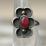 Vintage Sterling Tigers Eye Floral Ring 4.25