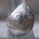 Vintage Sterling Engraved Dome Ring 7.5