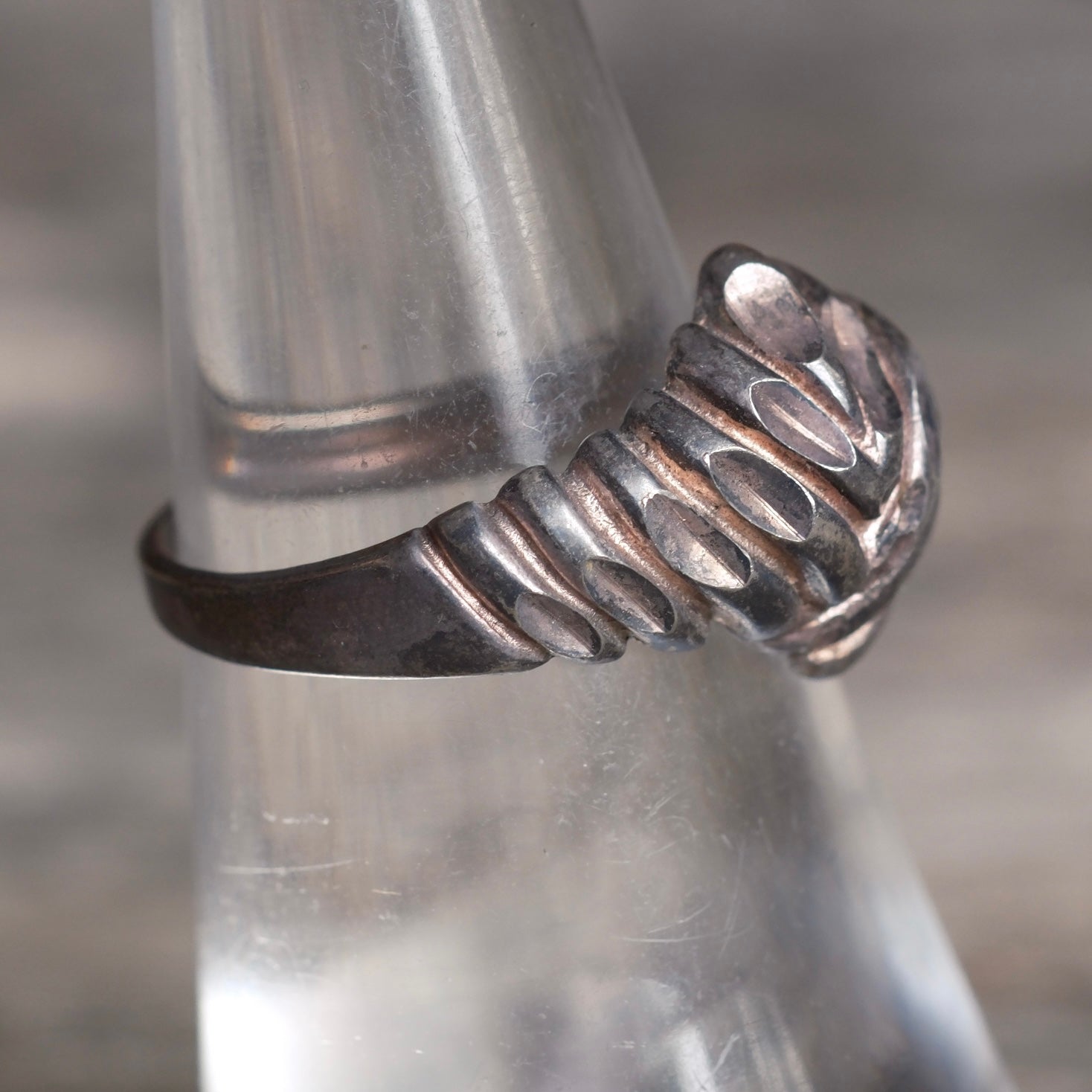 Vintage Sterling Silver Modernist Ring 6.5