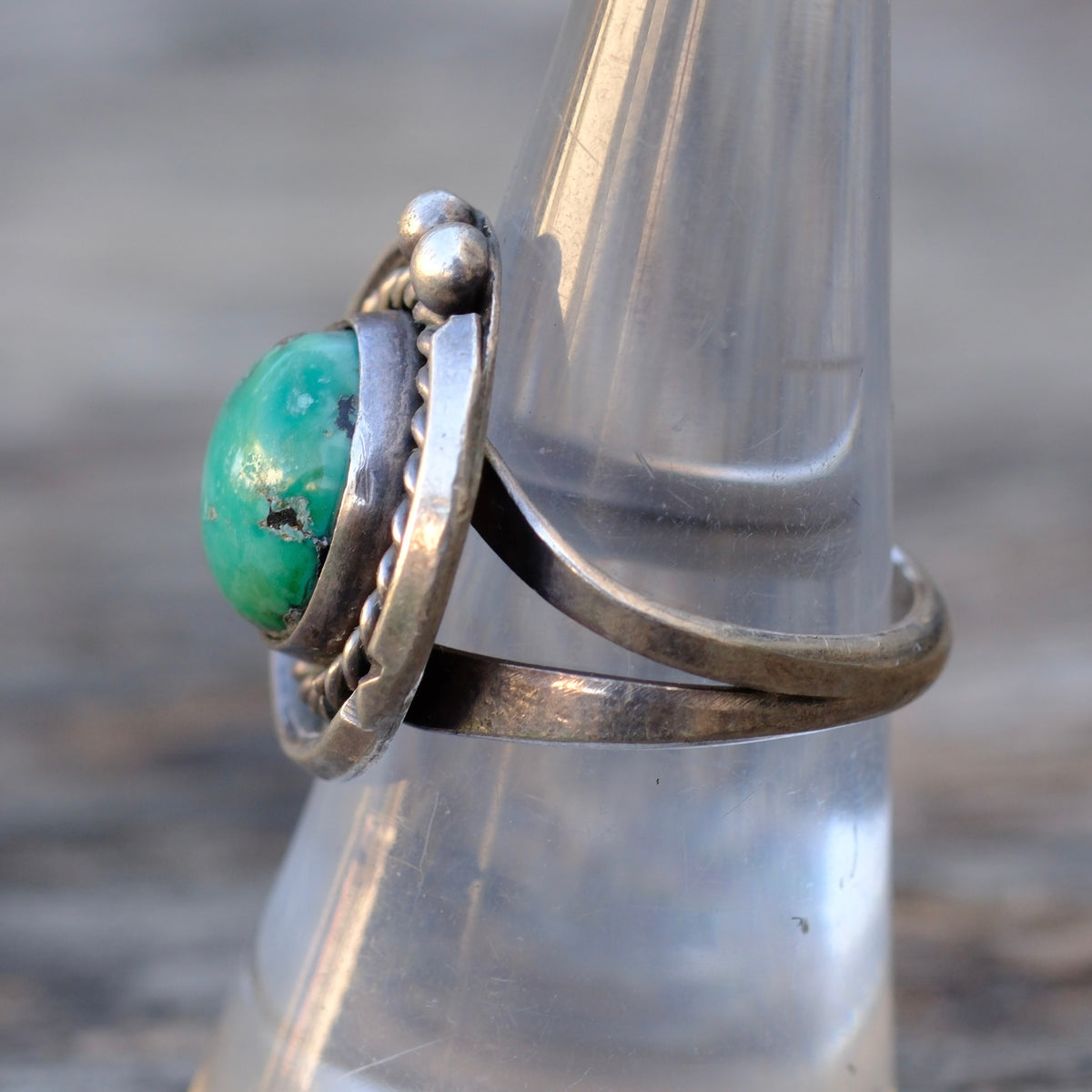 Vintage Sterling Turquoise Roper Ring 7.5