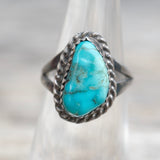 Vintage Sterling Turquoise Roper Ring 5