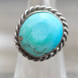Vintage Sterling Turquoise Roper Ring 4