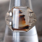 Vintage Sterling Agate Signet Ring 11