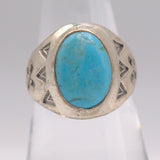 Vintage Sterling Turquoise Stamped Arrows Ring 7.5