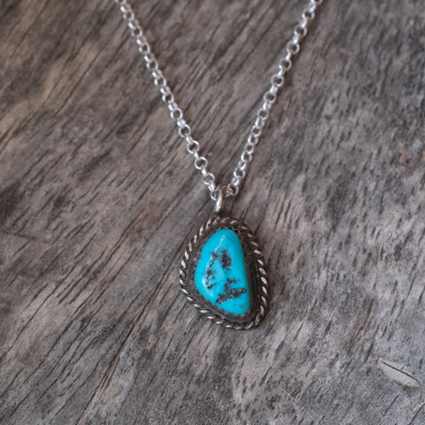 Vintage Sterling Turquoise Roper Necklace